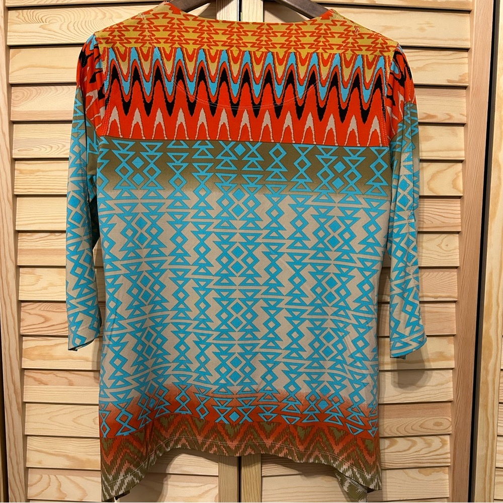Multiples Multicolor Aztex Print Top - Picture 2 of 5